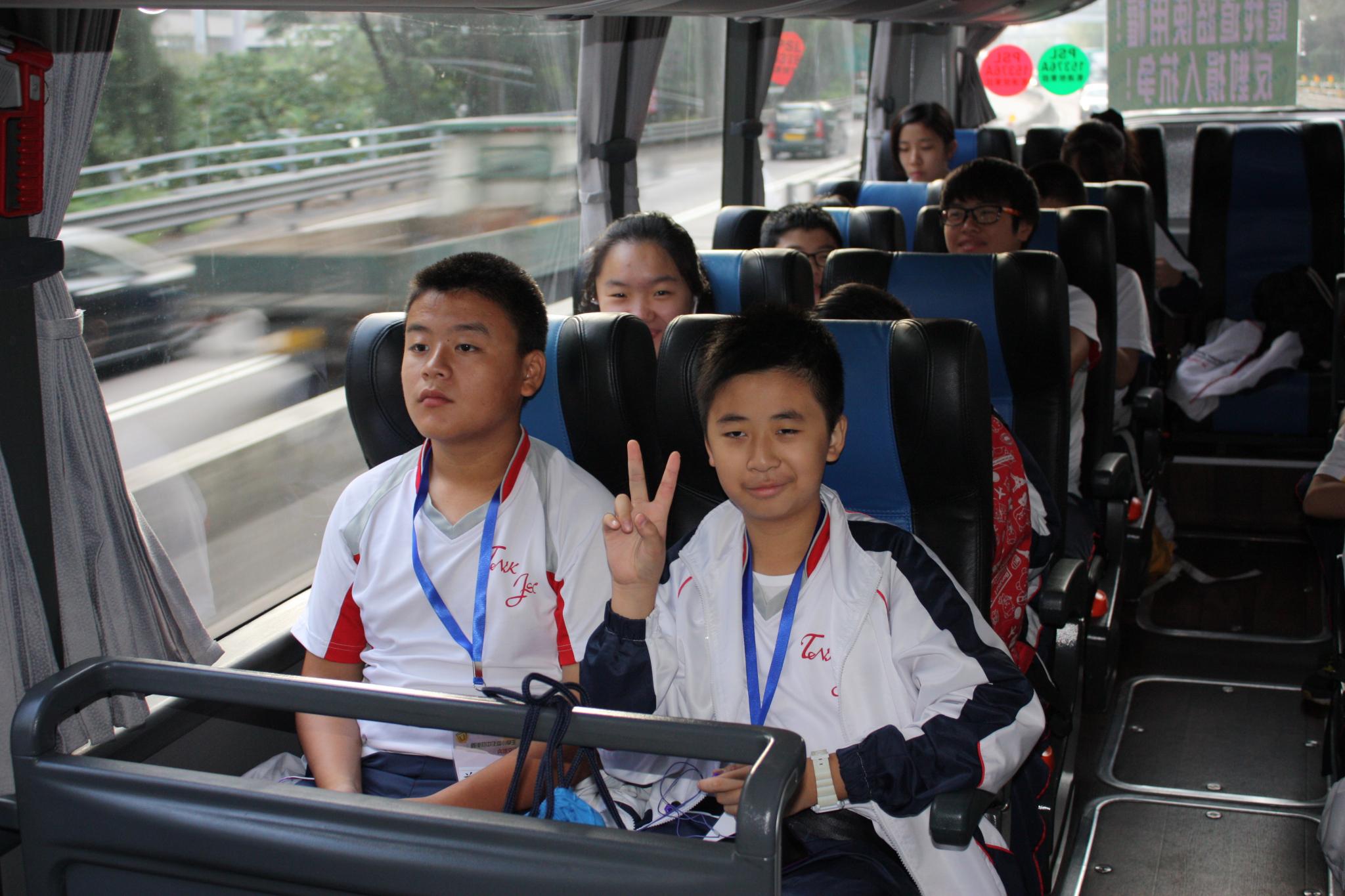 Students on the bus keen to set off