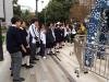  The tour guide was introducing the exhibition displays to our students.