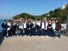 We are taking a group photo at the pier of Lamma Island before we say goodbye to it.