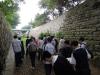 Students are walking along the ditch which surround the Lei Yue Mun Redoubt.