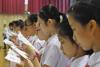 Students sang the school song together