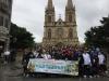 Group photo of all the students in front of the Sacred Heart Cathedral
