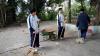 Students are cleaning up the farm together.