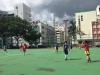 The teacher team is having a friendly match with the alumni team.