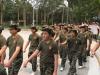 F.3 students are practicing marching in the Jockey Club Tai Tong Holiday Camp. 