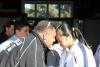 A student is receiving traditional hongi (Maori greeting) in the welcoming party.