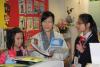 The librarian is introducing various reading programmes to the participants.
