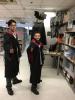 The actors were getting ready to take to promotional video.