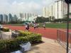 Students are running on the tracks during the break.