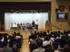 Our Vice Principal, Ms. Siu is introducing the staff on the stage.