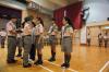 Our Assistant Sectional Leaders were helping the scouts to put on their scarves and hats.