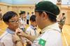 Our Sectional Leader was helping the scouts to put on their scarves and hats.