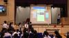 Students from different classes participate in a simulated election activity.