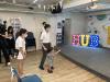 Kids having fun in the motion sensing game.