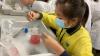 A participant tries to extract the DNA from a strawberry.