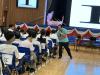 The guest speaker asks students question during the sharing.
