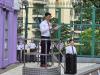 Our principal delivers a Speech under the National Flag after the flag-raising ceremony.