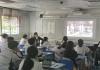Students watch the video related to the War of Resistance Against Japan.
